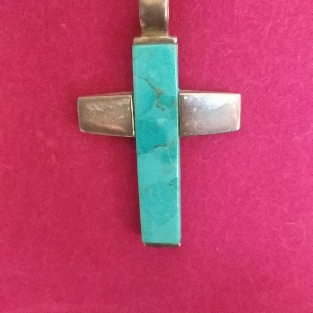 Sterling Silver & Turquoise Cross Necklace